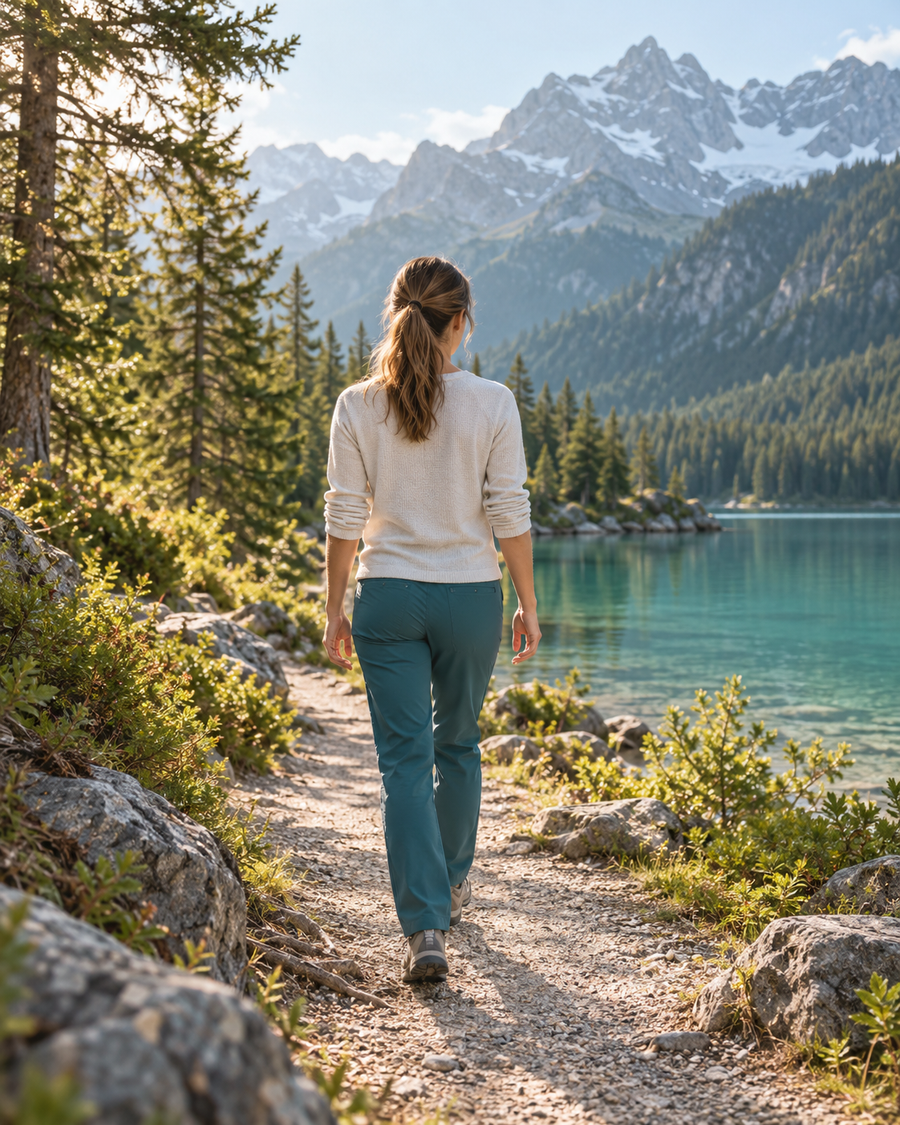 A peaceful walk beside an Alpine lake